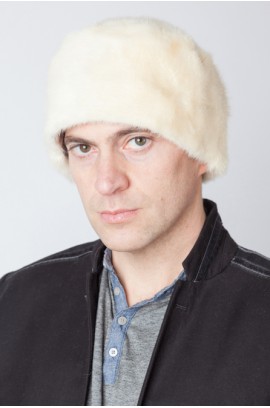 White mink fur hat